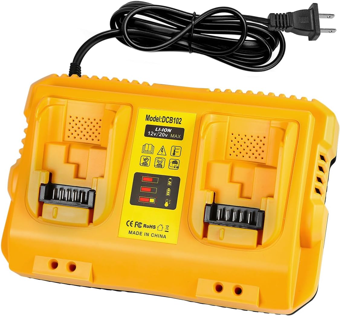 DCB102 20V MAX Battery Charger Replacement for Dewalt - 2 Port - 12V - 20V Batteries - Fast PDR Tools