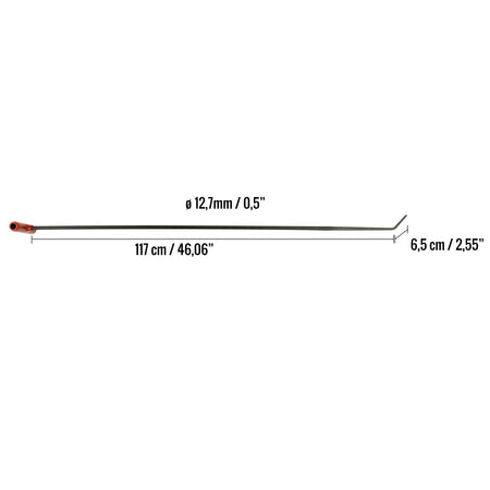 Long Rod - 130cm x 12.7mm - Single Bend with Spatulated Tip - Fast PDR Tools