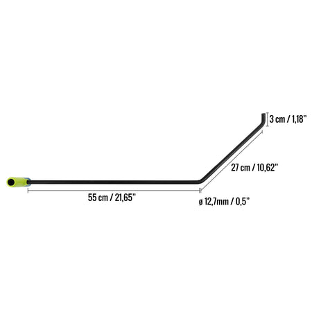 Threaded Fender Rod for Bumber - Double Bend - 90 cm x 12.7 mm - Fast PDR Tools